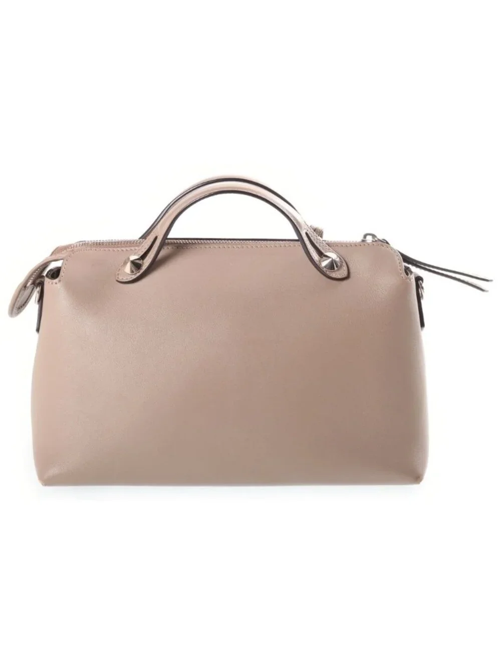 Fendi by the Way Medium 2-Way Shoulder Bag Greige Leather Silver